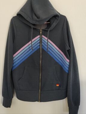Aviator Nation Size M Five Stripe Full Zip Hoodie RARE COLORS #$